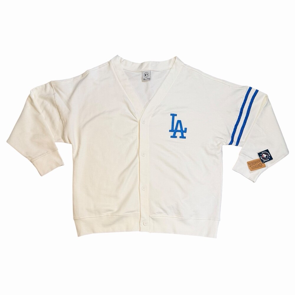 LA Dodgers‎ Cardigan Oversized Sweater Cotton Size XL White